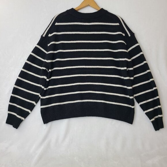 H&M Sweater Women's Black White Stripe Medium - Picture 2 of 8